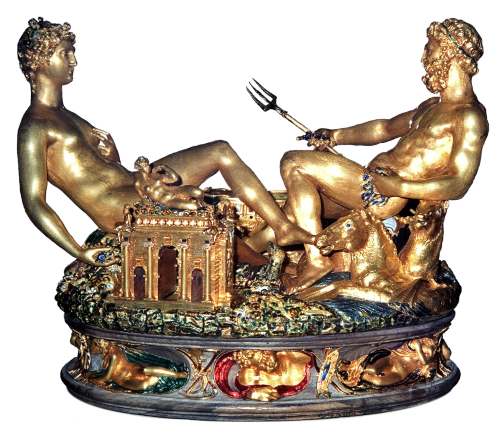 Salière de Benvenuto Cellini, Musée de l’Histoire, Vienne, Autriche, 1543.