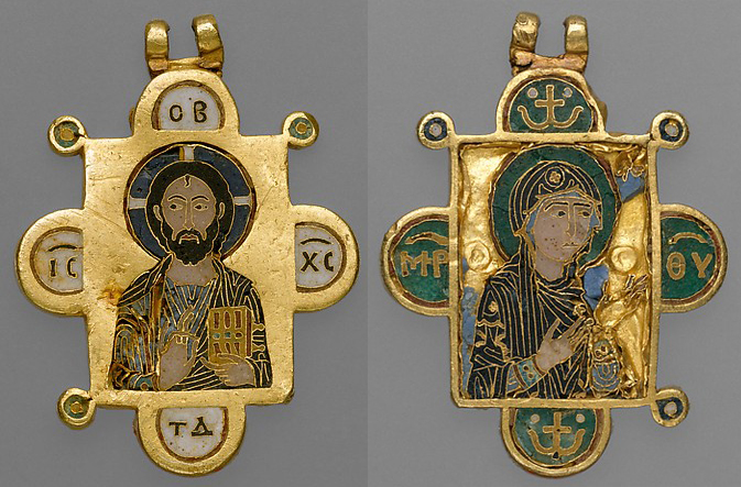 encolpion face et arrière, 12ième, byzantin, émail cloisonné sur or, MET, New-York, USA