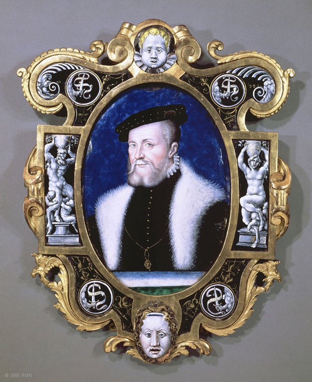 Portrait de Anne de Montmorency, connétable de France par Léonard Limosin, 1556, émail peint sur cuivre, Paris, musée du Louvre, Le cadre est d'origine. H: 72cm